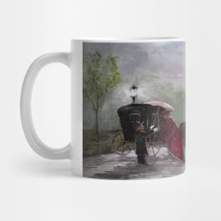 Oil Painting Victorian Era Horse Buggy Mug